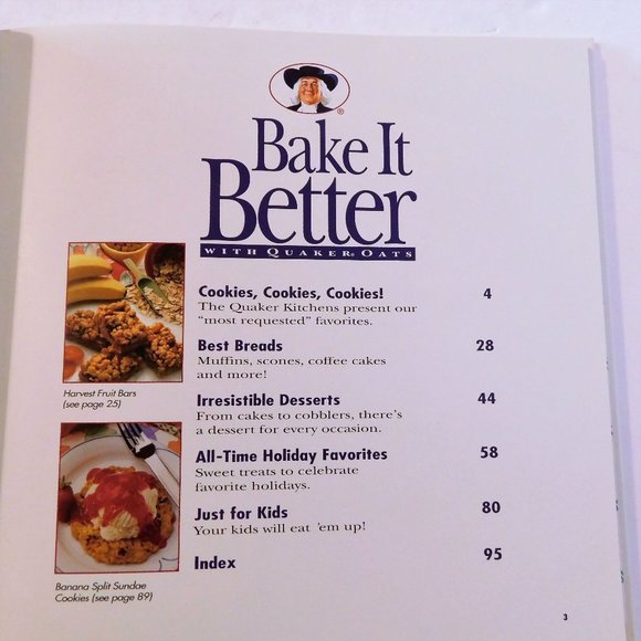 Bake It Better with Quaker Oats Cookbook 1995 Over 50 Recipes Hardcover - Picture 4 of 7